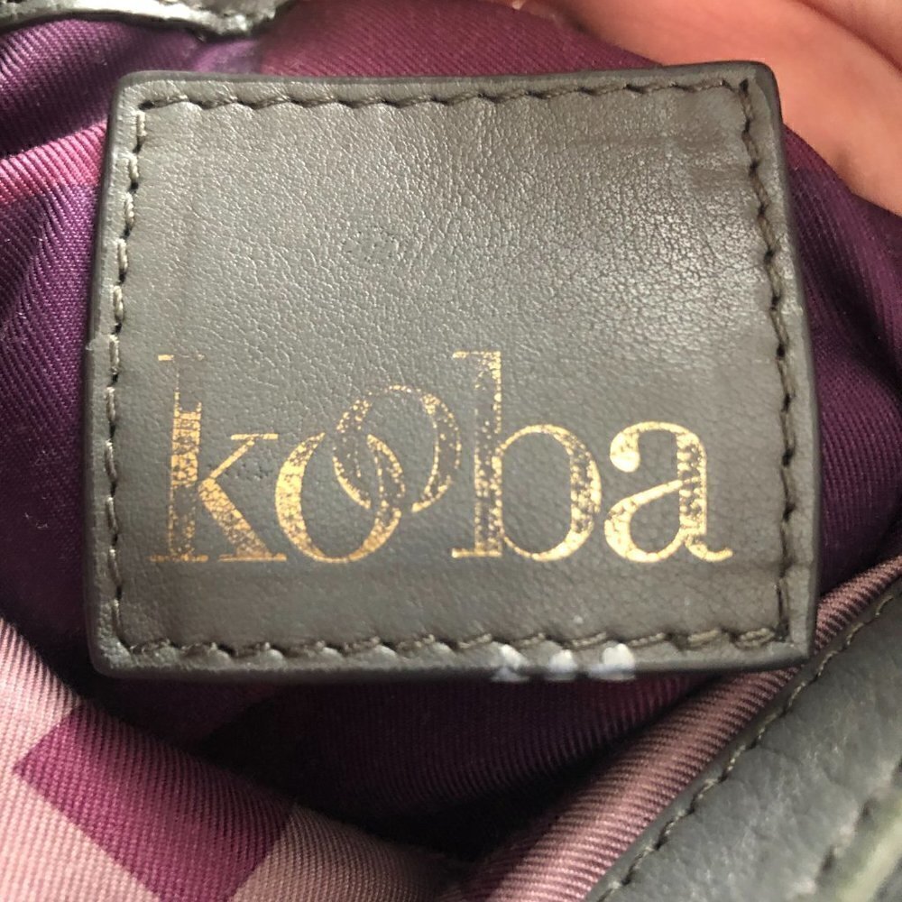 KOOBA Leather Crossbody Saddle Bag Distressed Gray & Rose Gold - Picture 2 of 12